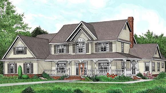 Country, Farmhouse, Traditional House Plan 96880 with 5 Beds, 3 Baths, 3 Car Garage Elevation