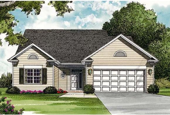 Traditional House Plan 96919 with 3 Beds, 2 Baths, 2 Car Garage Elevation
