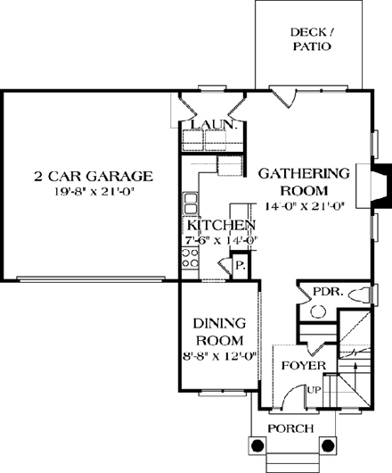 Bungalow, Cottage, Craftsman House Plan 96932 with 3 Beds, 3 Baths, 2 Car Garage First Level Plan