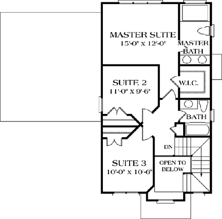 Bungalow, Cottage, Craftsman House Plan 96932 with 3 Beds, 3 Baths, 2 Car Garage Second Level Plan