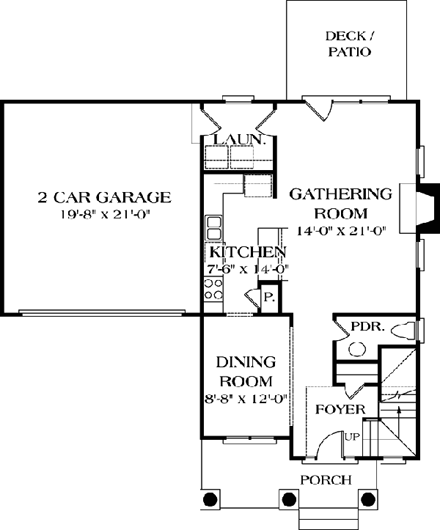 Bungalow, Cottage, Craftsman House Plan 96933 with 3 Beds, 3 Baths, 2 Car Garage First Level Plan