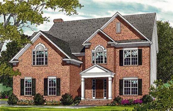 Colonial, Traditional House Plan 96947 with 3 Beds, 3 Baths, 2 Car Garage Elevation