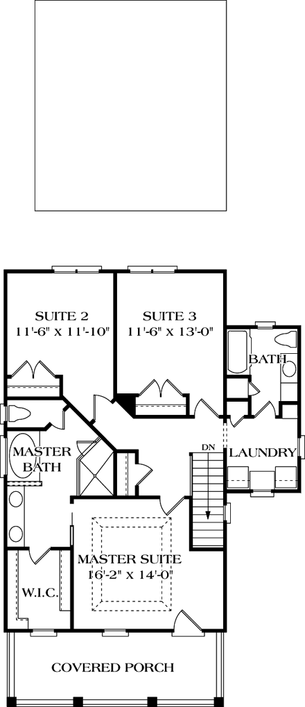 Colonial, Cottage, Traditional House Plan 96956 with 3 Beds, 3 Baths, 2 Car Garage Second Level Plan