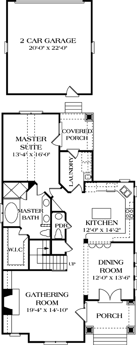 Cottage, Craftsman House Plan 96968 with 3 Beds, 3 Baths, 2 Car Garage First Level Plan