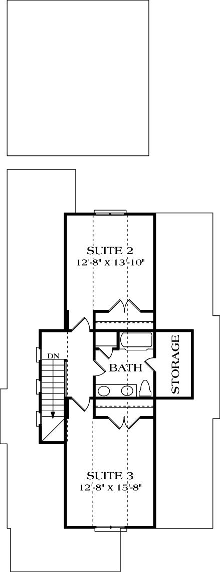 Bungalow, Craftsman House Plan 96969 with 3 Beds, 3 Baths, 2 Car Garage Second Level Plan