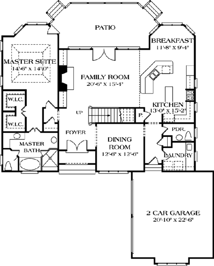 Cottage, Craftsman, Tudor House Plan 96994 with 3 Beds, 4 Baths, 2 Car Garage First Level Plan