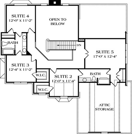 House Plan 97024 - Traditional Style with 2960 Sq Ft, 5 Bed, 3 Ba