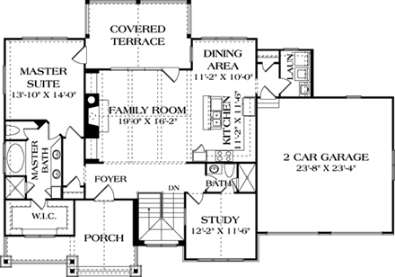 Bungalow, Cottage, Craftsman House Plan 97044 with 3 Beds, 4 Baths, 2 Car Garage First Level Plan