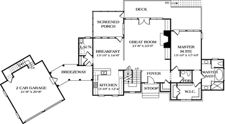 Cottage, European House Plan 97068 with 6 Beds, 6 Baths, 2 Car Garage First Level Plan