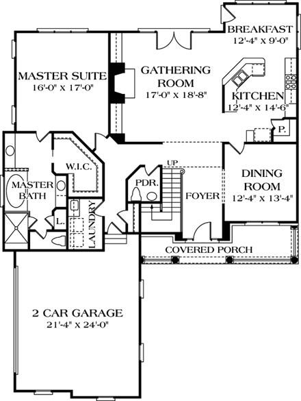 Cottage, Craftsman, Farmhouse House Plan 97079 with 4 Beds, 4 Baths, 2 Car Garage First Level Plan