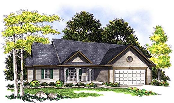 Ranch House Plan 97133 with 3 Beds, 2 Baths, 2 Car Garage Elevation
