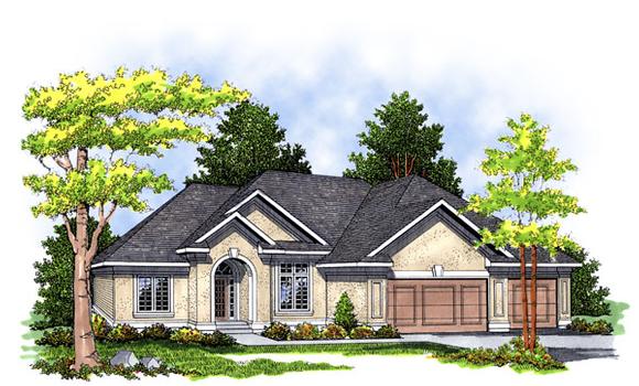 European, One-Story House Plan 97151 with 3 Beds, 2 Baths, 2 Car Garage Elevation