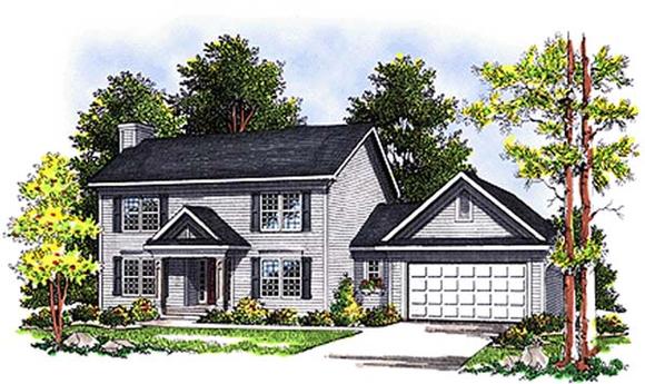 Colonial House Plan 97155 with 3 Beds, 3 Baths, 2 Car Garage Elevation