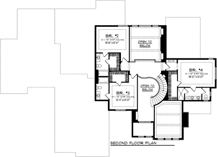 Tuscan House Plan 97158 with 4 Beds, 5 Baths, 4 Car Garage Second Level Plan