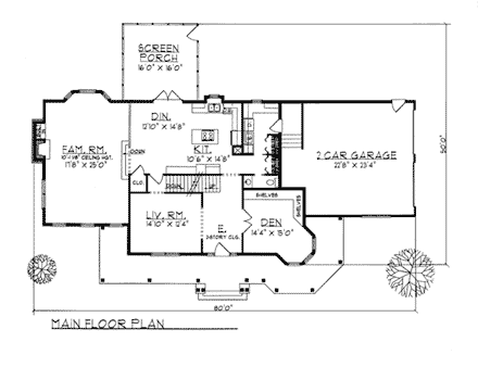 Farmhouse, Victorian House Plan 97161 with 4 Beds, 3 Baths, 2 Car Garage First Level Plan