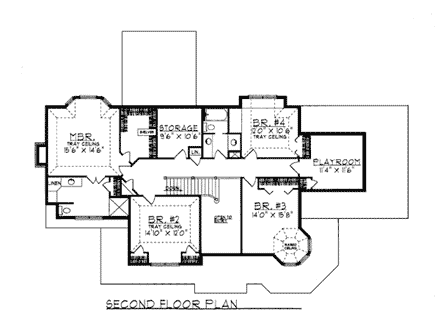 Farmhouse, Victorian House Plan 97161 with 4 Beds, 3 Baths, 2 Car Garage Second Level Plan