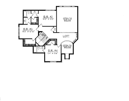 Bungalow, European House Plan 97165 with 4 Beds, 4 Baths, 3 Car Garage Second Level Plan