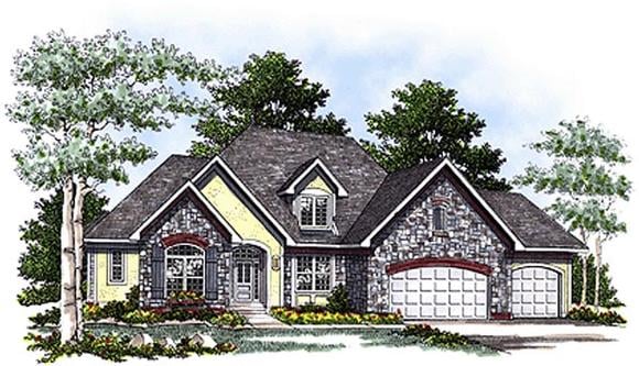 Bungalow, European House Plan 97168 with 4 Beds, 4 Baths, 3 Car Garage Elevation
