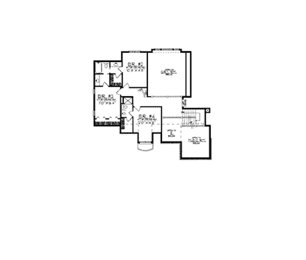 European, Tudor House Plan 97170 with 4 Beds, 4 Baths, 3 Car Garage Second Level Plan