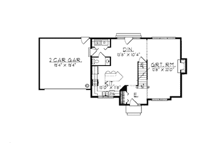 Colonial House Plan 97175 with 3 Beds, 3 Baths, 2 Car Garage First Level Plan