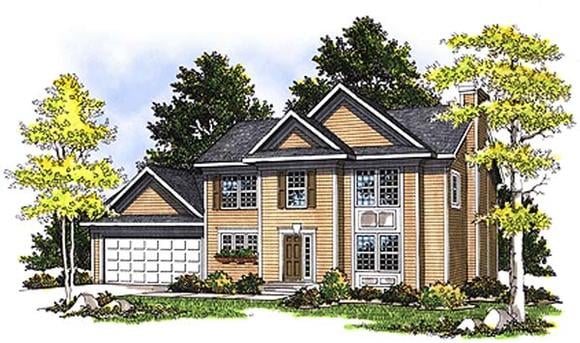 Colonial House Plan 97175 with 3 Beds, 3 Baths, 2 Car Garage Elevation