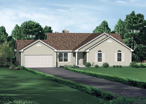 Ranch, Traditional House Plan 97204 with 3 Beds, 2 Baths, 2 Car Garage Elevation