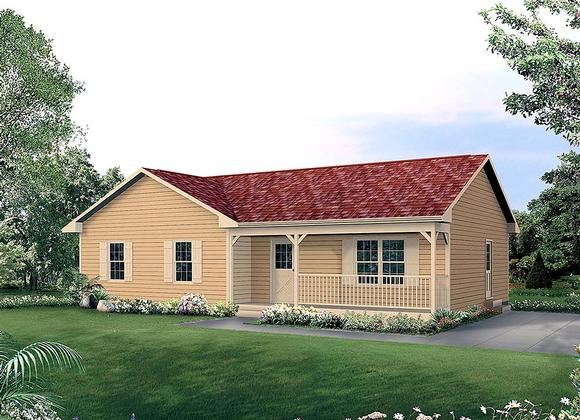 Country, Ranch House Plan 97211 with 3 Beds, 1 Baths Elevation