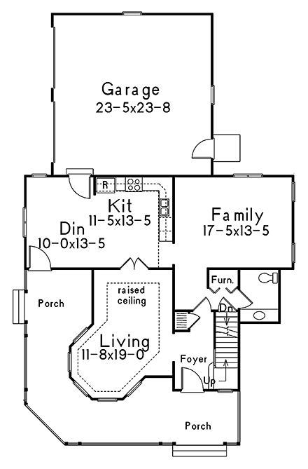 Farmhouse, Victorian House Plan 97212 with 3 Beds, 3 Baths, 2 Car Garage First Level Plan