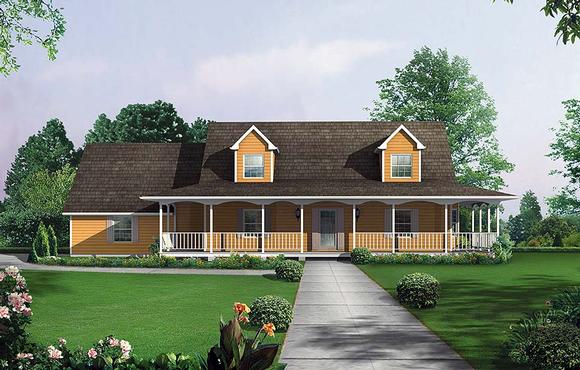 Cape Cod, Country House Plan 97213 with 3 Beds, 2 Baths, 2 Car Garage Elevation