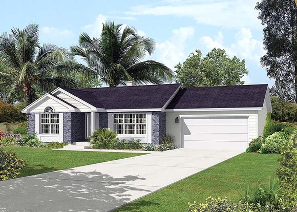 Ranch, Traditional House Plan 97228 with 2 Beds, 1 Baths, 2 Car Garage Elevation