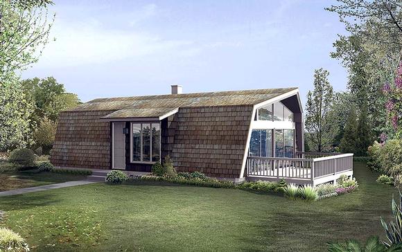 A-Frame, Contemporary, Retro House Plan 97234 with 2 Beds, 1 Baths Elevation