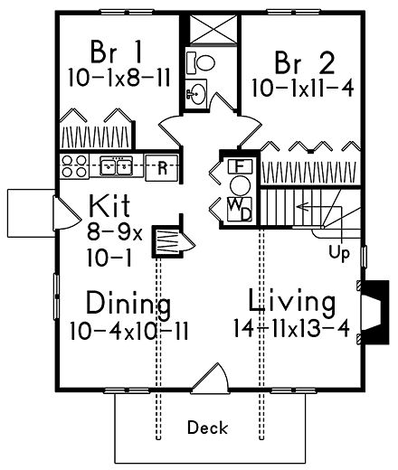 European, Tudor House Plan 97238 with 4 Beds, 2 Baths First Level Plan