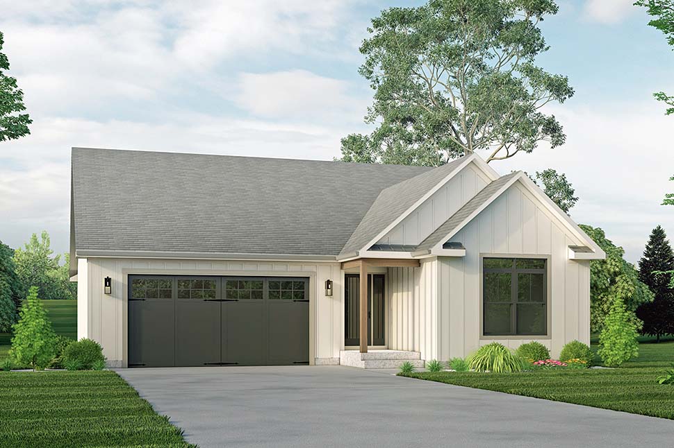 Country, Farmhouse Plan with 1762 Sq. Ft., 3 Bedrooms, 2 Bathrooms, 2 Car Garage Picture 4