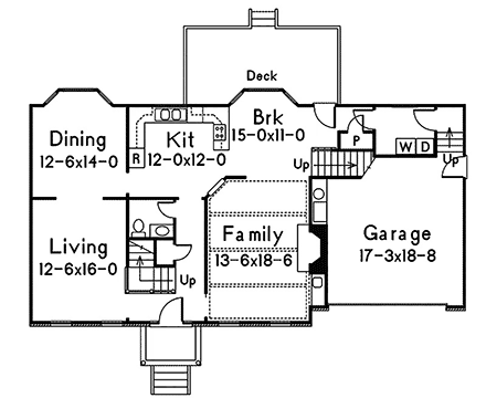 Colonial, Southern, Traditional House Plan 97272 with 3 Beds, 3 Baths, 2 Car Garage First Level Plan