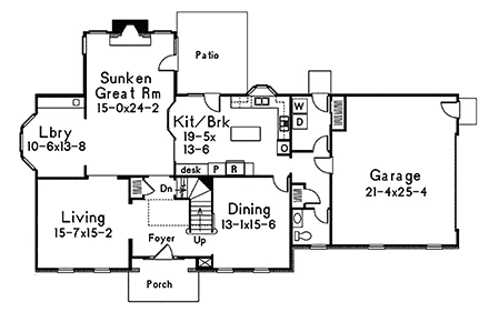 Colonial, Traditional House Plan 97273 with 4 Beds, 3 Baths, 2 Car Garage First Level Plan