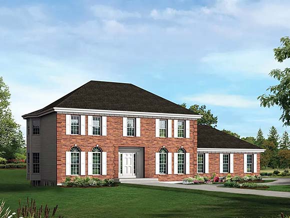Colonial, Traditional House Plan 97273 with 4 Beds, 3 Baths, 2 Car Garage Elevation