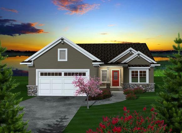 Ranch House Plan 97318 with 2 Beds, 2 Baths, 2 Car Garage Elevation