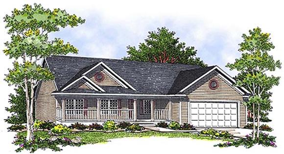 One-Story, Ranch House Plan 97331 with 3 Beds, 2 Baths, 2 Car Garage Elevation