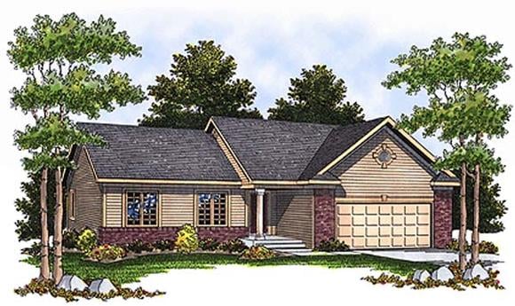 One-Story, Ranch House Plan 97332 with 3 Beds, 2 Baths, 2 Car Garage Elevation