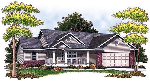 One-Story, Ranch House Plan 97337 with 3 Beds, 2 Baths, 1 Car Garage Elevation