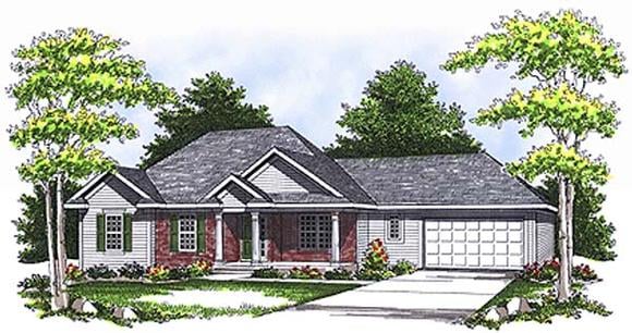 One-Story, Ranch House Plan 97338 with 3 Beds, 1 Baths, 2 Car Garage Elevation