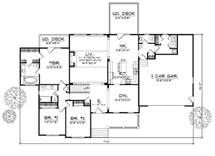 Country House Plan 97340 with 4 Beds, 4 Baths, 2 Car Garage First Level Plan