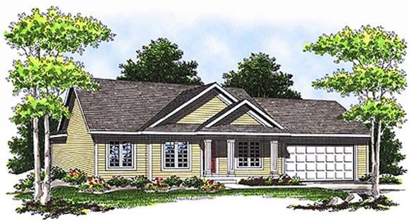 One-Story, Ranch House Plan 97341 with 3 Beds, 2 Baths, 2 Car Garage Elevation