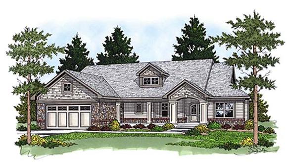 Bungalow, One-Story, Ranch House Plan 97353 with 3 Beds, 2 Baths, 2 Car Garage Elevation