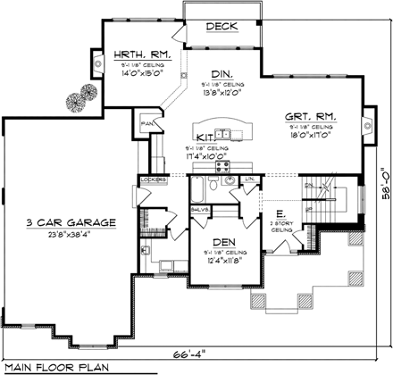Traditional House Plan 97372 with 4 Beds, 4 Baths, 3 Car Garage First Level Plan