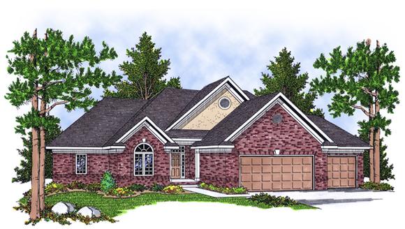 European, One-Story, Traditional House Plan 97383 with 4 Beds, 3 Baths, 2 Car Garage Elevation