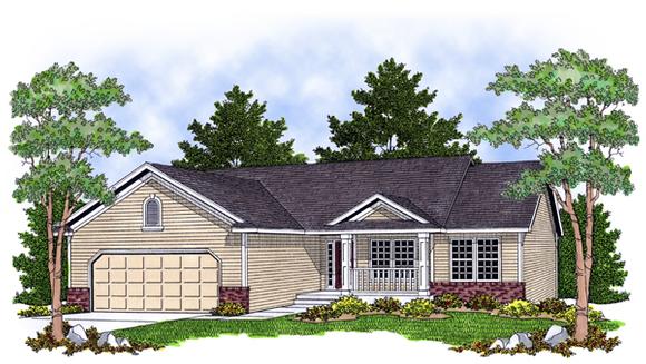 One-Story, Ranch House Plan 97387 with 4 Beds, 3 Baths, 2 Car Garage Elevation