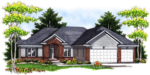 One-Story, Traditional House Plan 97388 with 5 Beds, 4 Baths, 3 Car Garage Elevation