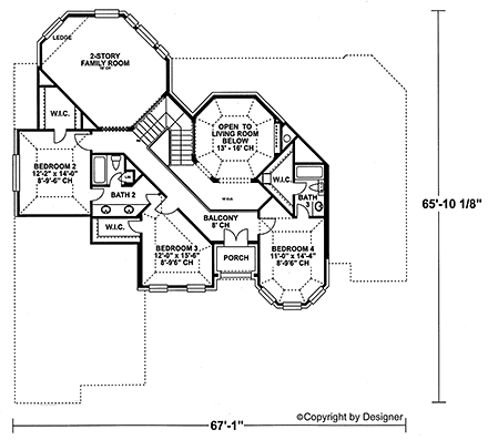 European, Victorian House Plan 97400 with 4 Beds, 4 Baths, 3 Car Garage Second Level Plan