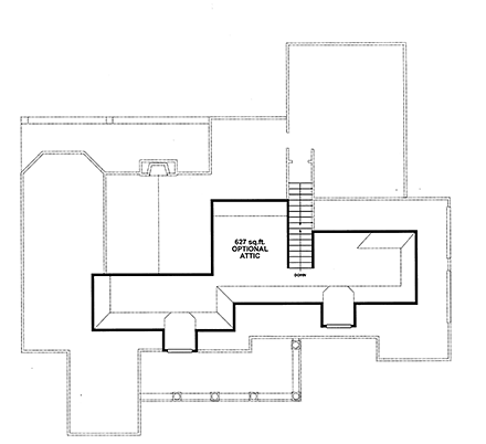 European House Plan 97406 with 4 Beds, 3 Baths, 2 Car Garage Second Level Plan
